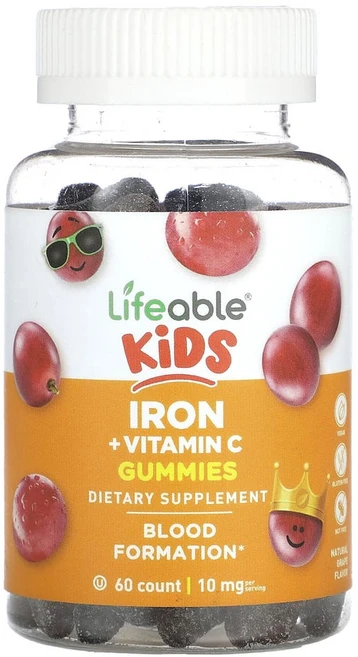아이허브 어린이용 철분 비타민C 구미젤리 포도 맛 10mg 60개, LFB73105, 1개 - 쿠팡