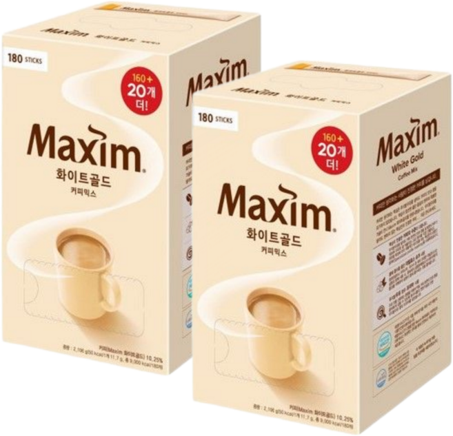 맥심 화이트골드 커피믹스 180T+180T, 11.7mg, 360개입, 1개