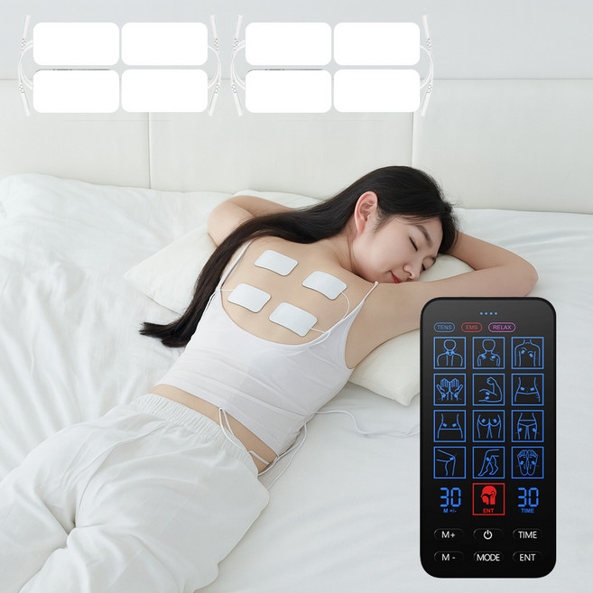 저주파 마사지기 전신 자극기 EMS TENS RELAX 12가지 모드 30단계 강도 어깨 목 허리, 블랙