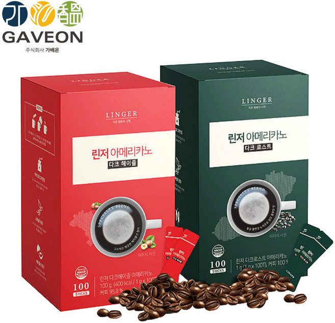 린저 아메리카노 100T - 2개 (다크로스트 + 다크헤이즐) 린저 일회용커피, 100개입, 100g