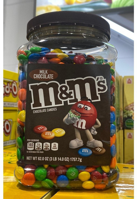 M&M's 牛奶糖衣巧克力糖果罐裝 1757.7克, 1.758kg, 1個