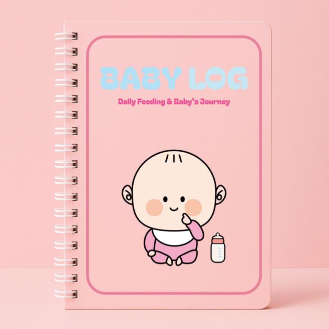 베베맘랩 아기 수유일지 성장일지 A5, 1개, 파스텔핑크
