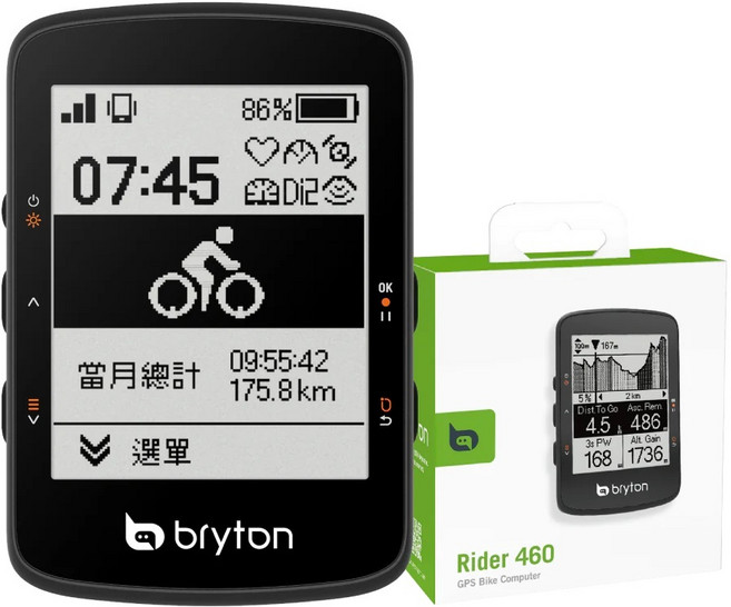 Bryton Rider 460 GPS 自行車碼表, 1個, 460 E (單主機)