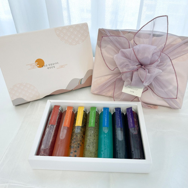 새청달청 7종 레인보우 수제청 명절 선물포장, 1개, 레인보우 선물세트 보자기포장