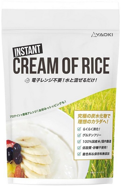공식 야오키 CREAM OF RICE INSTANT 크림 오브라이스 인스턴트 1kg 약 25일분 손쉽게 카보 100% 쌀 사용 착색료 보존료 무첨가 국내 제조 근육 트레이닝, g, 1개