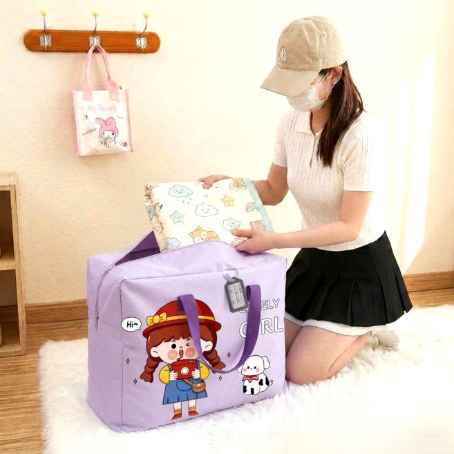 대용량 유치원 이불가방 낮잠이불 가방 파우치 방수, 1개, 보라