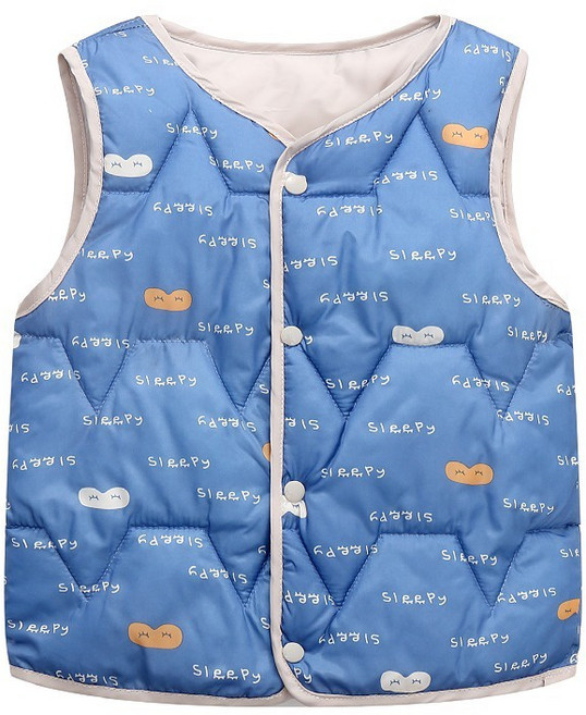 兒童鋪絨保暖背心 秋冬卡通圖案中小童坎肩馬甲