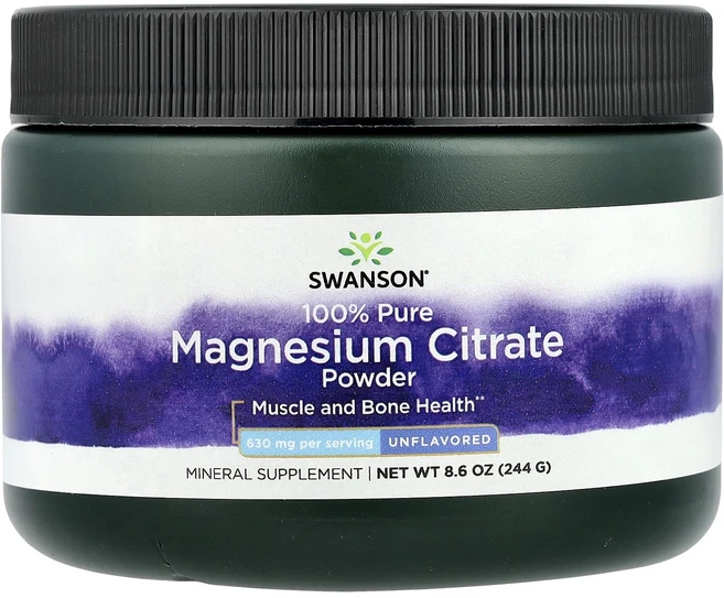 Swanson 순수 100% 마그네슘시트레이트 분말 무맛 630mg 244g(8.6oz), Swanson순수100마그네슘시트레이트분말무맛630mg, 244g, 1개 - 쿠팡