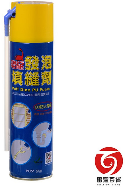 恐龍PU發泡填縫劑 500ml B3防火等級 防蛇 防蚊 隔熱 雷霆百貨 DR20, 1個