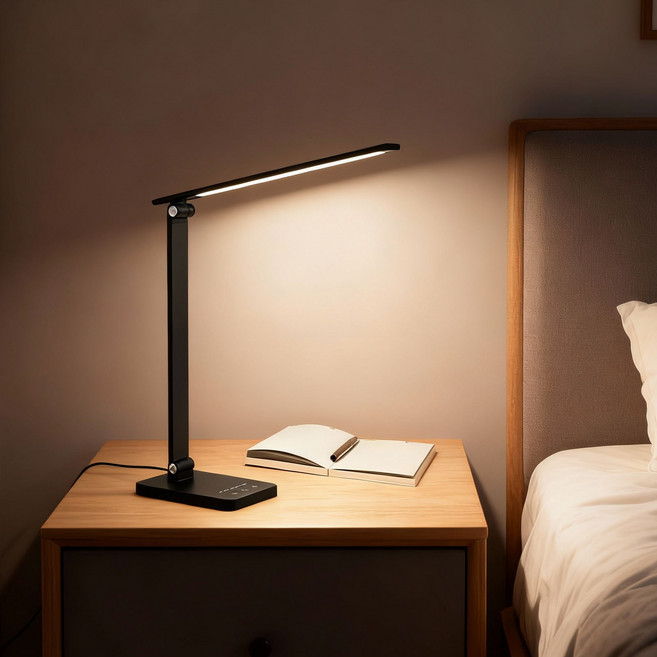 KEMEI 휴대용 LED 스탠드 조명 책상 학습 학습 독서 스탠드, 블랙