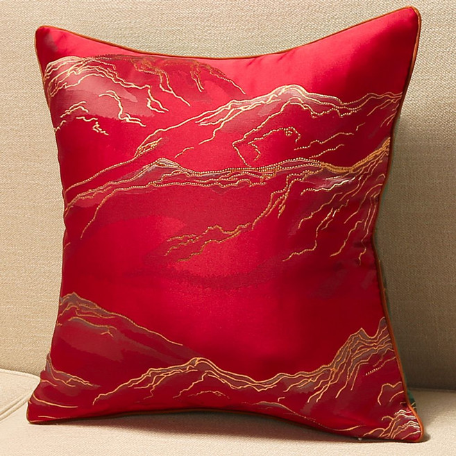 쇼파 쿠션 허리 엔틱 등받이 소파 북유럽, 금수산하빨강(꽃만발)