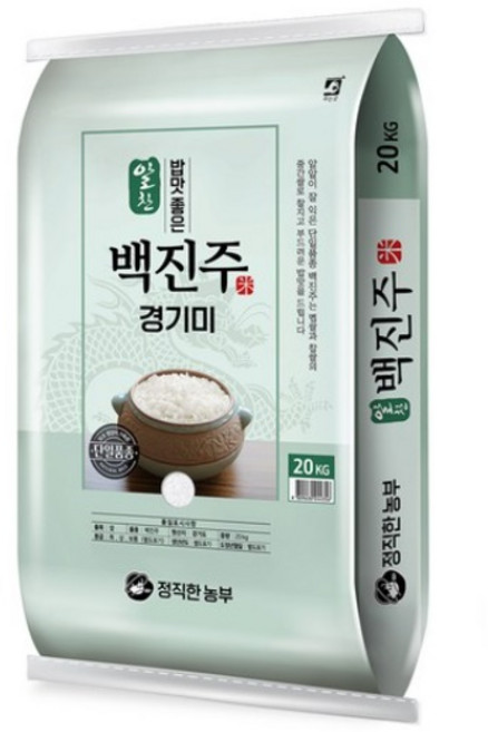 정직한농부 백진주 쌀, 20kg, 4개