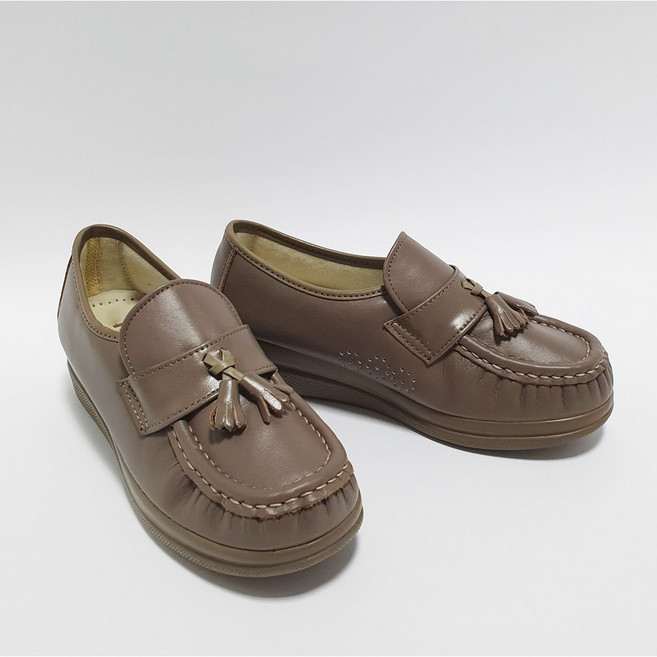 아모로렌 천연소가죽 수제 효도화 AMO-05 블랙 진베이지 효도 신발 선물 무지외반 발편한 여성 컴포트화