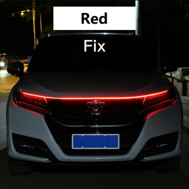 LED 주간 주행등 스캔 시동 자동차 후드 장식 조명 DRL 엔진 가이드 앰비언트 램프 12V, [02] red, [01] 120cm, 02 Red, 1개