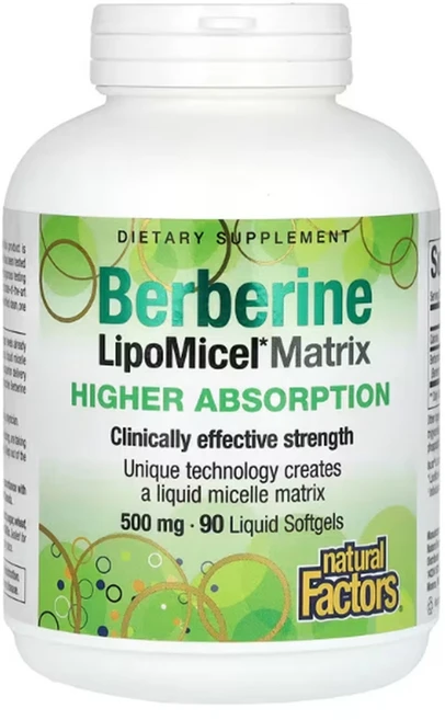 네추럴팩터스 Natural Factors 베르베린 LipoMicel 매트릭스 500mg 액상 소프트젤 90정, 3개 - 쿠팡
