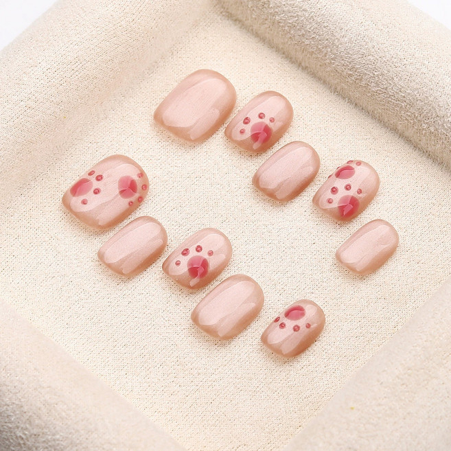 애미림 붙이는 인조손톱 심플 짧은 귀여운 네일팁 숏 스퀘어, 1개, 핑크