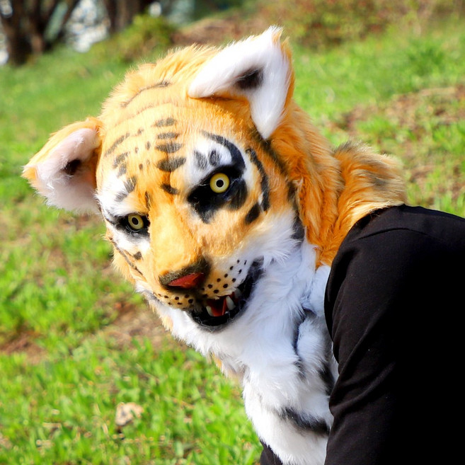 23 할로윈 리얼 분장 가면, 53_입이 움직이는 동물가면 (호랑이), 1개