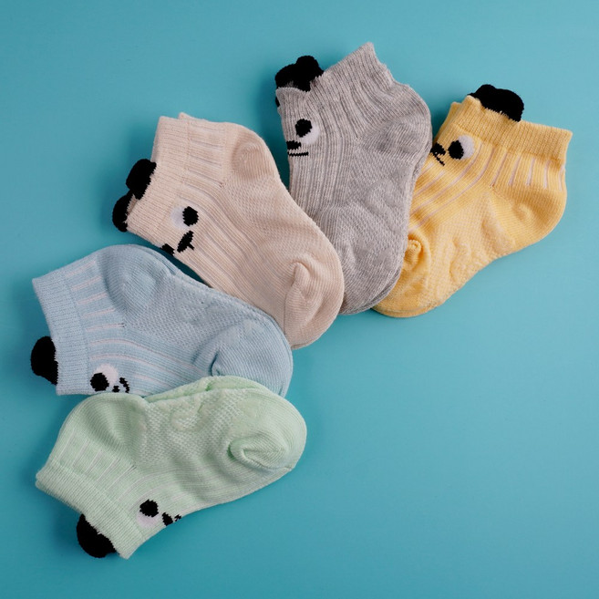 비바세븐 아동용 페페 미끄럼방지 망사 발목양말 5족 세트