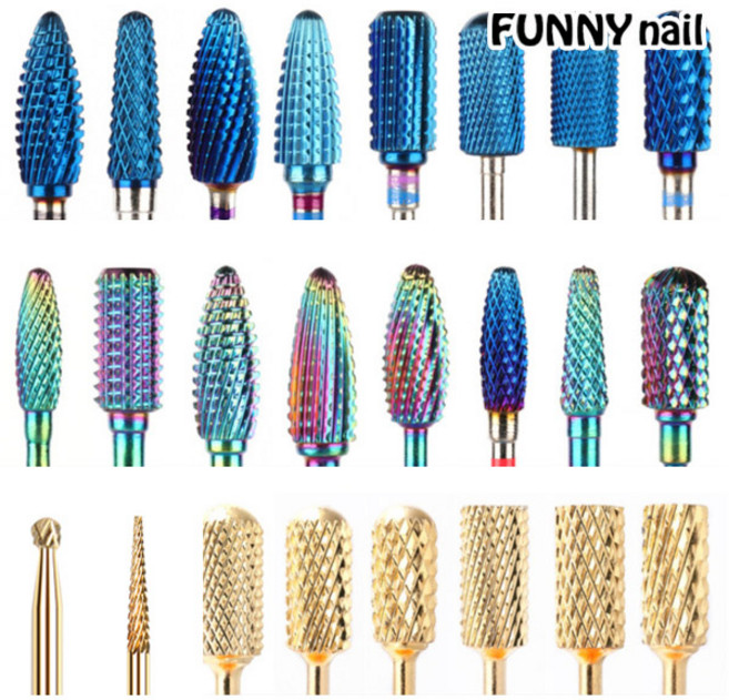 [퍼니네일] 텅스텐 네일드릴비트 28종 전문가용 네일드릴비트 블루 레인보우 골드, (레인보우) XCS-15, 1개
