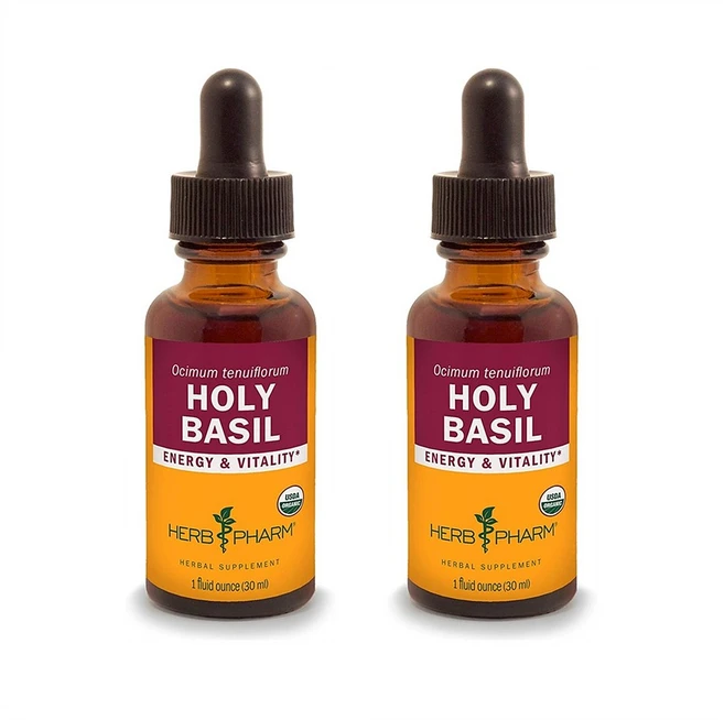 Herb Pharm Holy Basil Liquid Extract 허브 팜 홀리 바질 액체추출물 1oz(30ml) 2팩, 1개, 1 - 쿠팡