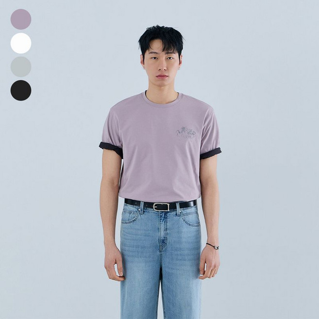 게스 유니 세미오버핏 고신축사 그래픽 반팔티셔츠 NQ2KE408