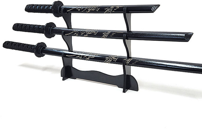 검도 목검 세트 수련용목검 장식용목검 거치대포함, 3종 목검 세트, 1개