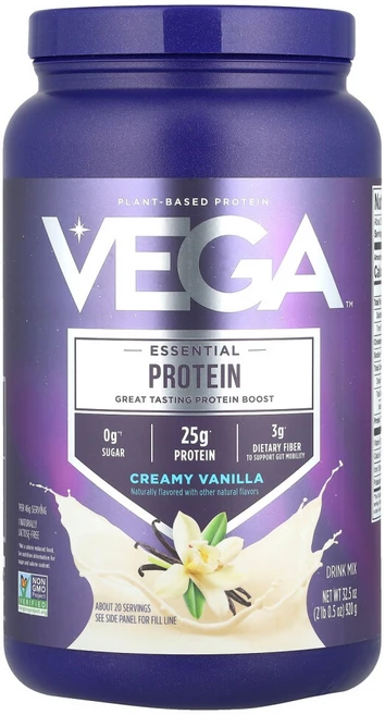 베가 식물성 오리지널 단백질 크리미 바닐라 920g(2lb 0.5oz), Vega 식물성 오리지널 단백질 크리미 바닐라 920g, 1개, 920g - 쿠팡