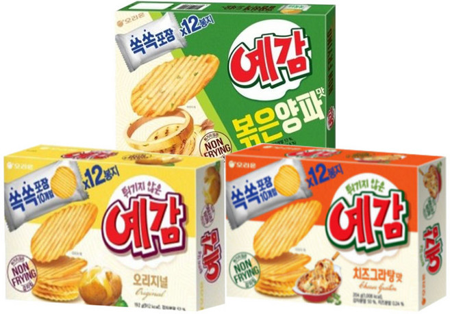 오리온 예감 오리지널 192g+치즈그라탕 204g+볶음양파맛 204g (총 3개), 600g, 1세트