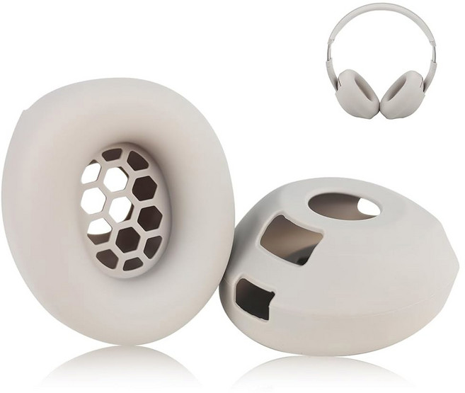 Adhiper 업그레이드된 Beats Studio Pro 무선 헤드폰용 스웨트 이어 커버 Beats Studio Pro 액세서리용 실리콘 케이스 이어패드 커버 풀 커버리지 스웨, Beige, 1개