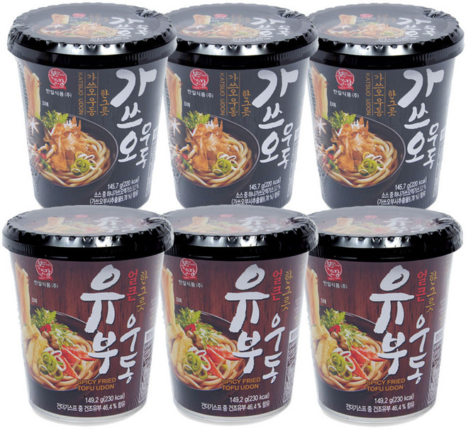 본고장 얼큰 유부우동 한그릇 컵 언제어디서든 간편하게, 6개, 149.2g