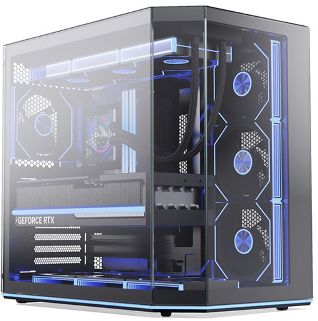 앱코 UD51 엑시드 ARGB BTF 듀얼 챔버 미들타워 컴퓨터 케이스, 1개, UD51 블랙