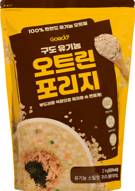 구도 오트린 유기농 포리지오트 오트밀 2kg 핀란드산, 1개