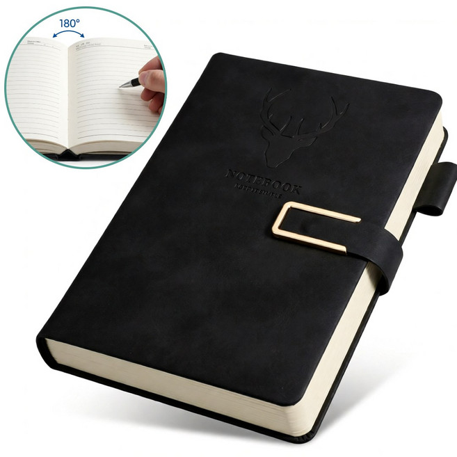 오르지 방수 가죽 다이어리 필사노트, 1개, 딥 블랙