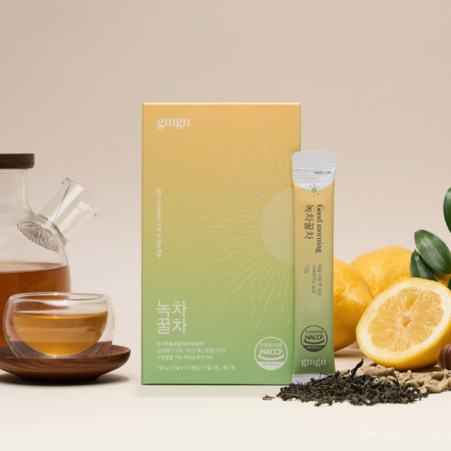 올리브영 아이돌물 녹차 레몬 꿀 녹차꿀차 녹꿀 스틱형 굿모닝굿나잇 gmgn, 10g, 15개입, 1박스