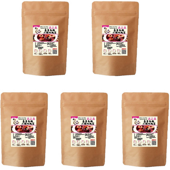 鼎草企業社 桑葚烏梅山楂玫瑰茶，無咖啡因花草茶，荷葉陳皮配方, 5套, 共5袋(10入/袋)-(分享版), 7g, 10個裝