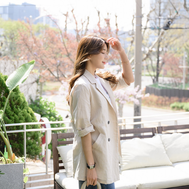 유니스 린넨 하프(최상의 퀄리티) 더블 자켓