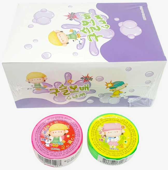 300 구슬 보배 추잉껌 BOX(24) 버블 가루껌 맛있는 새콤 달콤 식품 군것질 간식 GUM, 20g, 24개 - 쿠팡