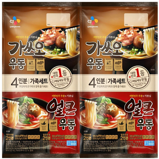 [메가마트]CJ 가쓰오 우동 + 얼큰 우동 기획(4인분) 930.6g, 2개