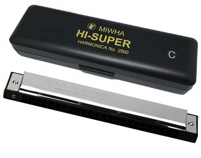 하이슈퍼2000 C키 하모니카 24홀 복음 트레몰로 C장조 교육용 입문용 연습용 Harmonica, 1개