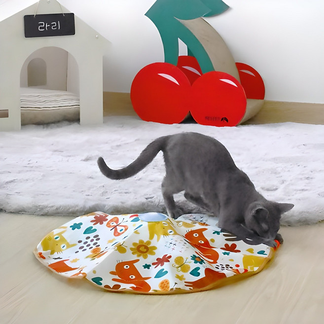 리스펫 고양이 자동 장난감 멀티 꼬리잡기, 블루, 1개