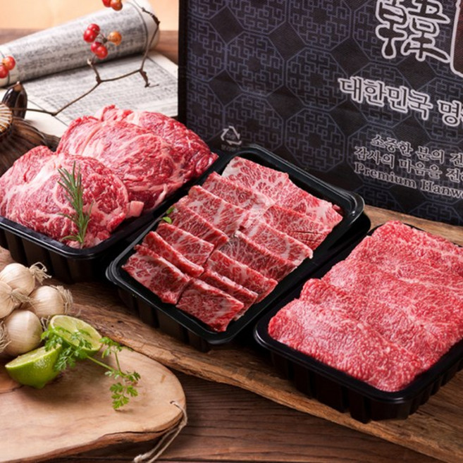 [산들한우] 1++등급 구이실속선물세트 4호 1.2kg(등심400g 갈비살400g 불고기400g), 단품, 1개