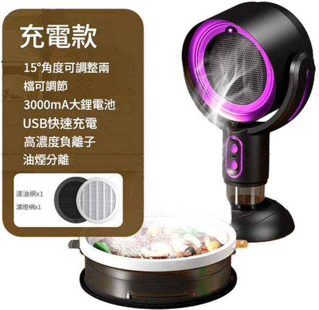 CEYYR 新款迷你桌面油煙機 負離子油煙過濾器 家用抽油煙機 角度可調, 1個