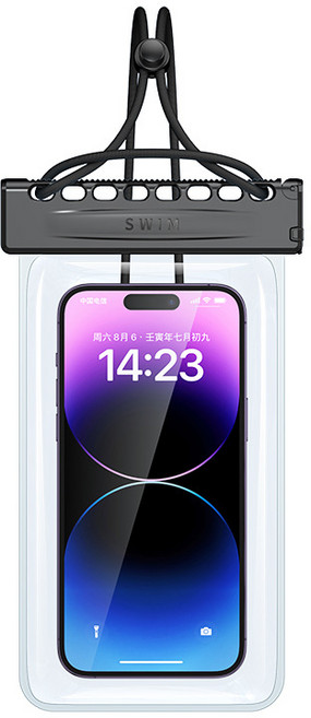 데이지 목걸이형 터치 가능 물놀이 휴대폰 방수팩 워터파크 스마트폰 방수케이스 수영장 핸드폰 방수 커버, 1세트, 화이트+블랙