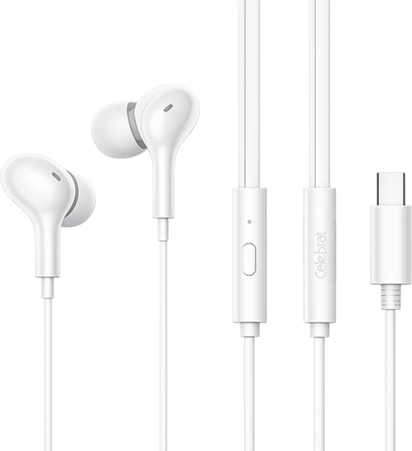 셀레브라트 C타입 유선 이어폰 인이어 마이크, 화이트, CO-03
