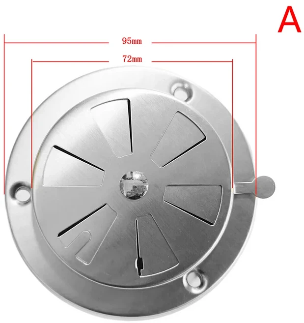 95/125mm 조절 가능한 공기 배출구 그릴 원형 덕트 커버 스테인리스 스틸 BBQ 스모커 스토브