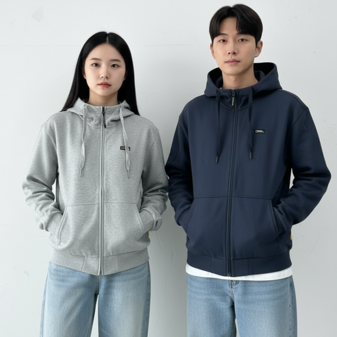 내셔널지오그래픽 남성 여성 후드 집업 데일리 간절기 점퍼 아우터 면 트레이닝복 운동복