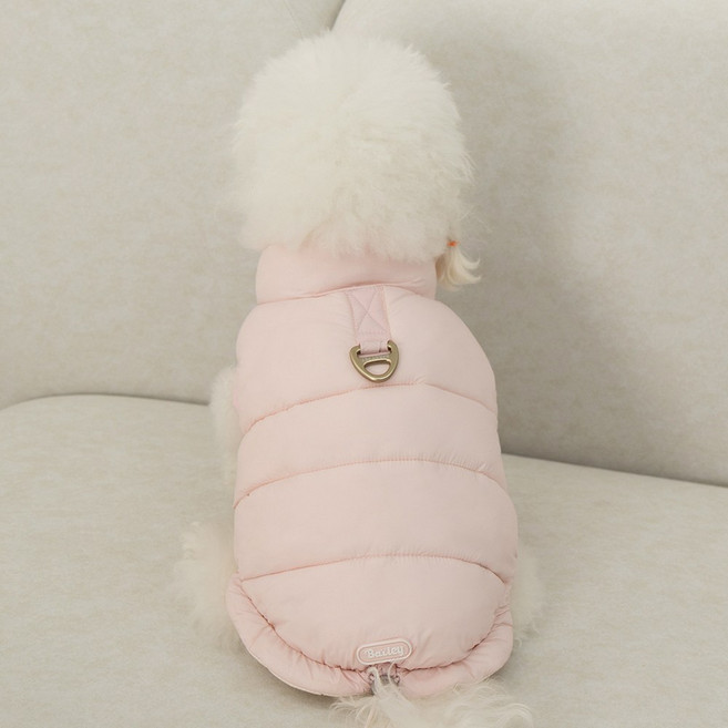 베일리펫 강아지 겨울 패딩 조끼 하네스옷 스노우팝, 1개, 슈거핑크