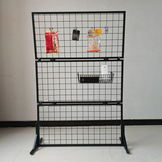 캐딘스 접이식 철망매대 소형 철제 행거, 1세트, 블랙180x100cm 후크50개