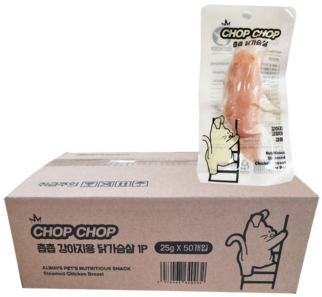 춉춉 강아지용 닭가슴살 1P 25g 50개입 1박스, 치킨, 50개