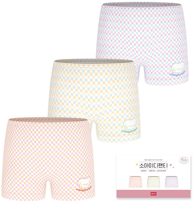 BYC 몽실몽실 강아지 순면 여아 사각팬티 3매입